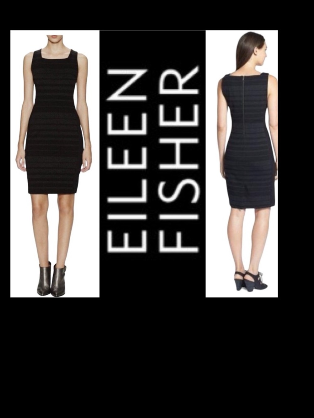 EILEEN FISHER Italian Viscose Stretch Ponte w/Striped Panels‎ Dress in Size 6P